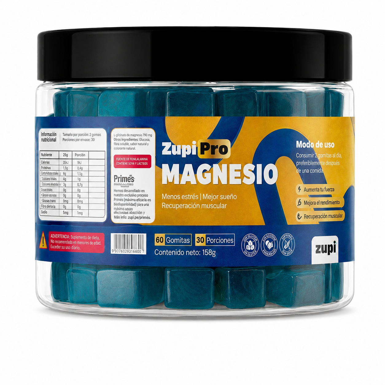 Gomas de Magnesio Zupi Pro — 60 gomitas, 30 porciones